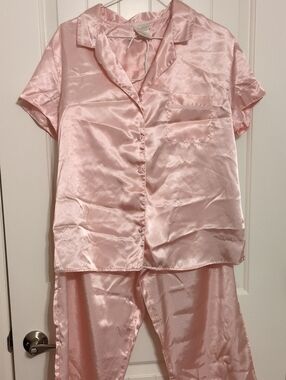 Secret Treasures Satin Two-Piece Pajama Set in Blush Pink